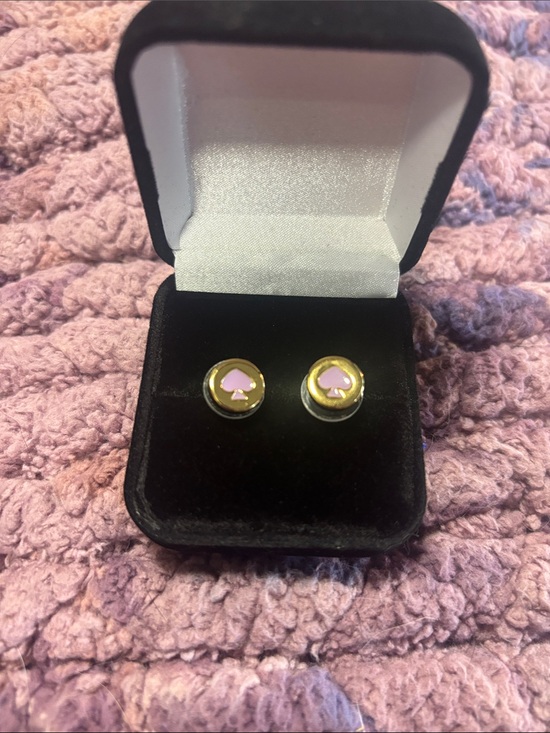 kate spade Jewelry - kate spade Gold-Tone Earrings with Purple Enamel Spade Centers